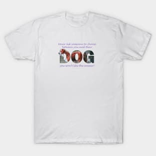 Never ask someone to choose between you and their dog you won't like the answer - brown and white collie dog oil painting word art T-Shirt